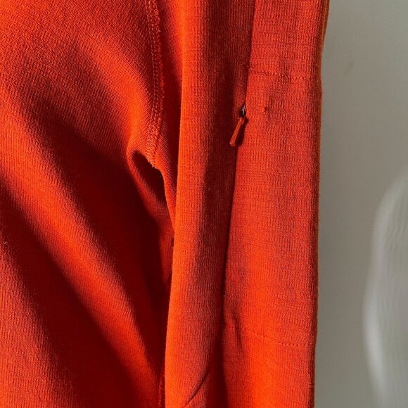 Ibex Women's Orange 100% Wool 1/4 Zip Pullover Mock Neck sweater Size Large - Picture 13 of 16